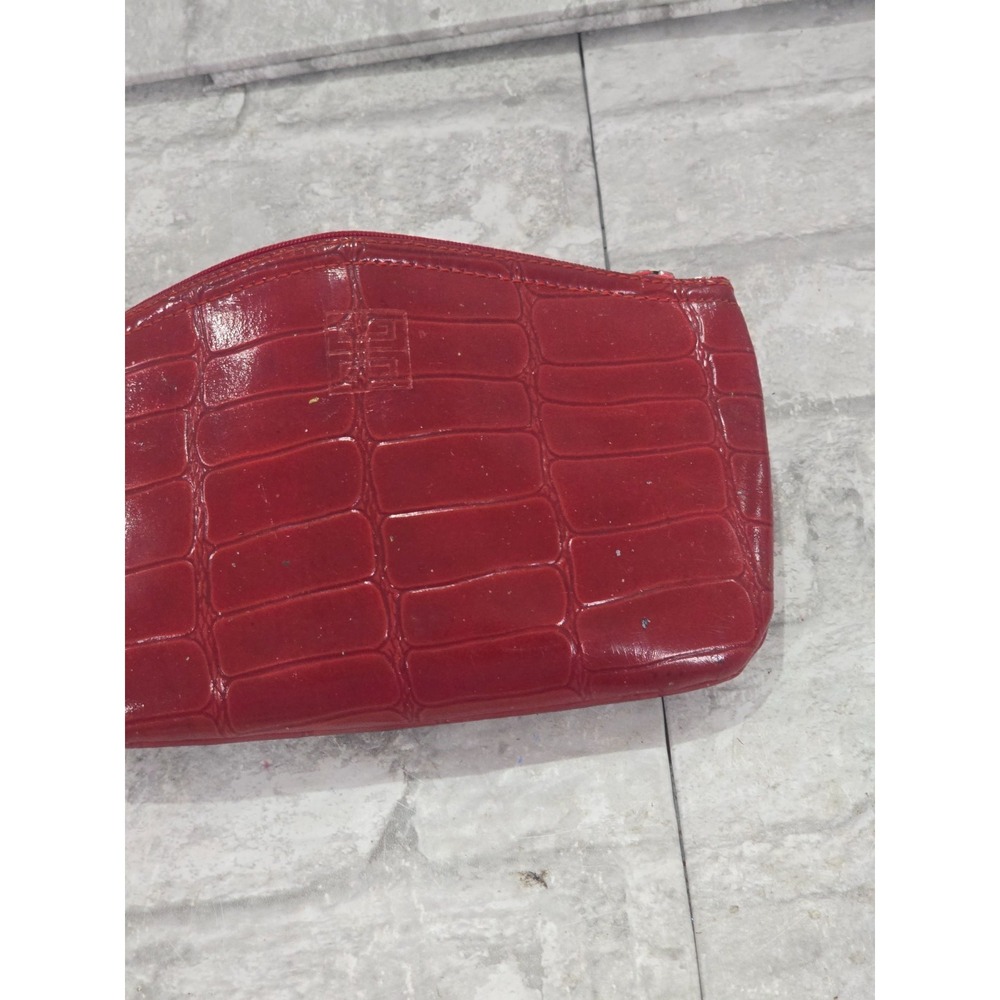 Givenchy Paris Medium Red Croc-Embossed Leather Pouch 7" x 4.5" - Picture 4 of 11